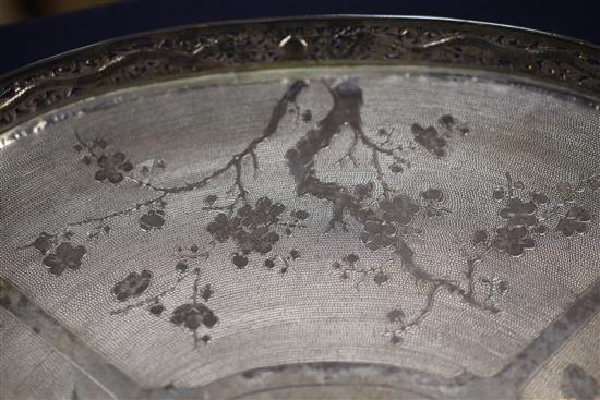 A late 19th/early 20th century Chinese Export silver tea tray by Luen Wo, Shanghai, 63 oz.